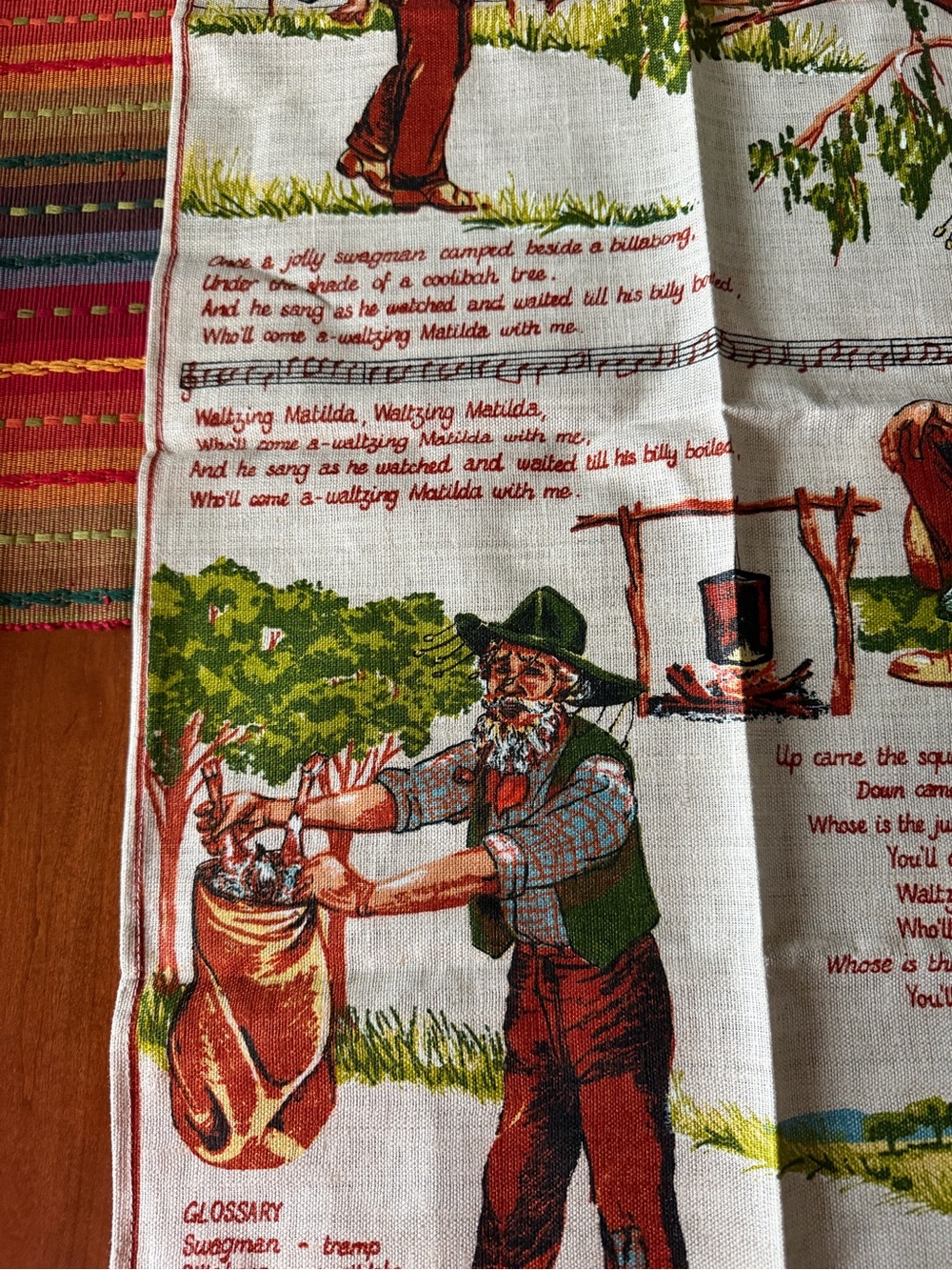 Waltzing Matilda Printed Linen tea towel. - Picture 4 of 8